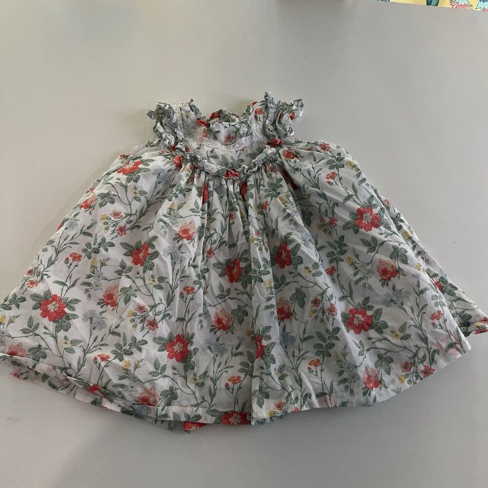 Janie And Jack Floral Ruffle Baby Dress Size 12-18 Months Delicate Dainty Fairy